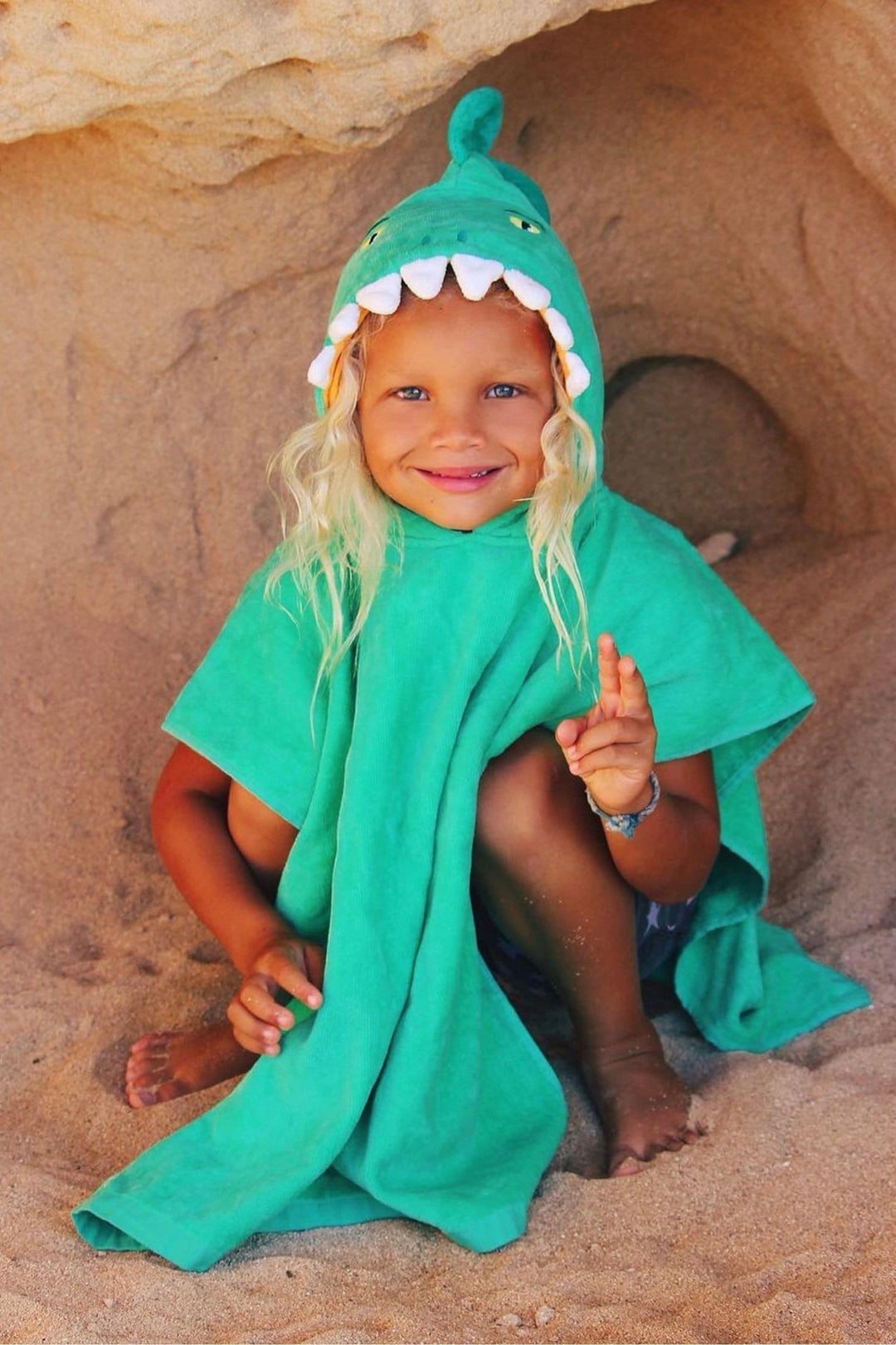 SUNNYLiFE vaikiškas rankšluostis su gobtuvu – CROC GREEN - Summer Boutique - S0VHOOCZ